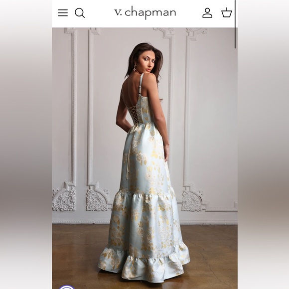 V.Chapman Gown - The Avery Dress in Ballad Blue Baroque Floral - Picture 6 of 7